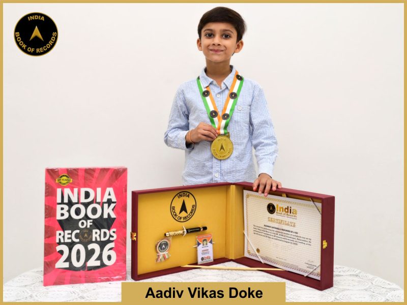 Pic of Aadiv Vikas Doke, Maximum cartwheels performed by a kid.