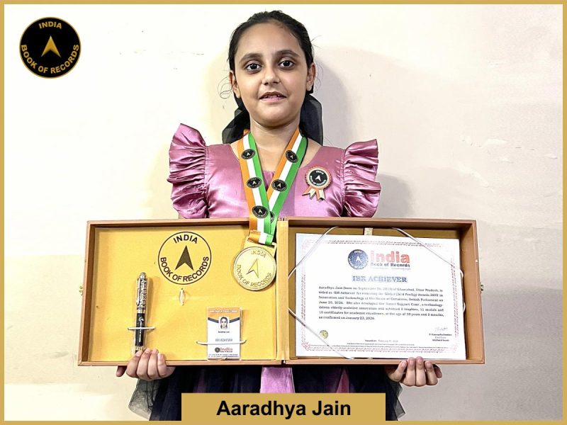 Image of Aaradhya Jain with IBR Achiever certificate.