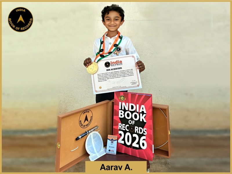 Image of Aarav A. with IBR Achiever certificate.
