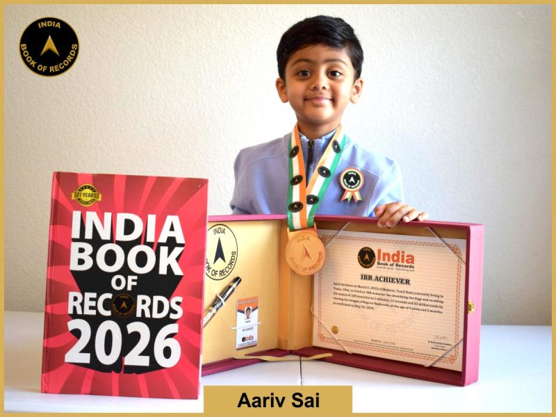 Image of Aariv Sai with IBR Achiever certificate.