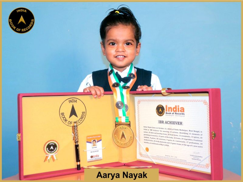 Image of Aarya Nayak with IBR Achiever Certificate.