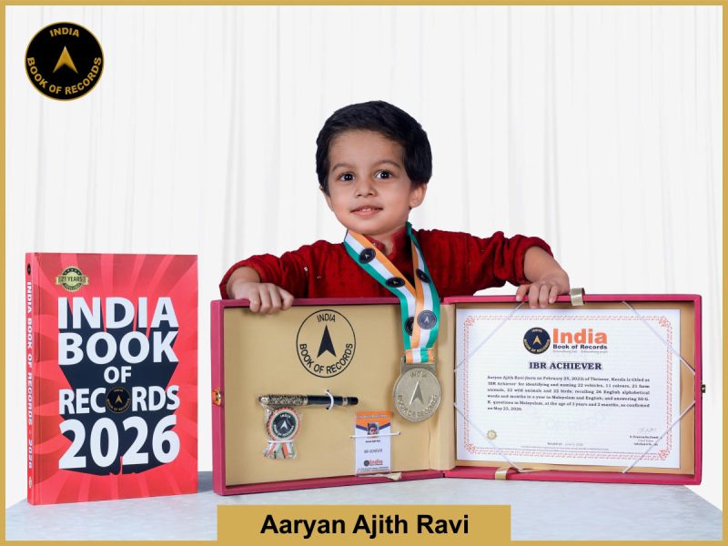 Image of Aaryan Ajith Ravi with IBR certificate.