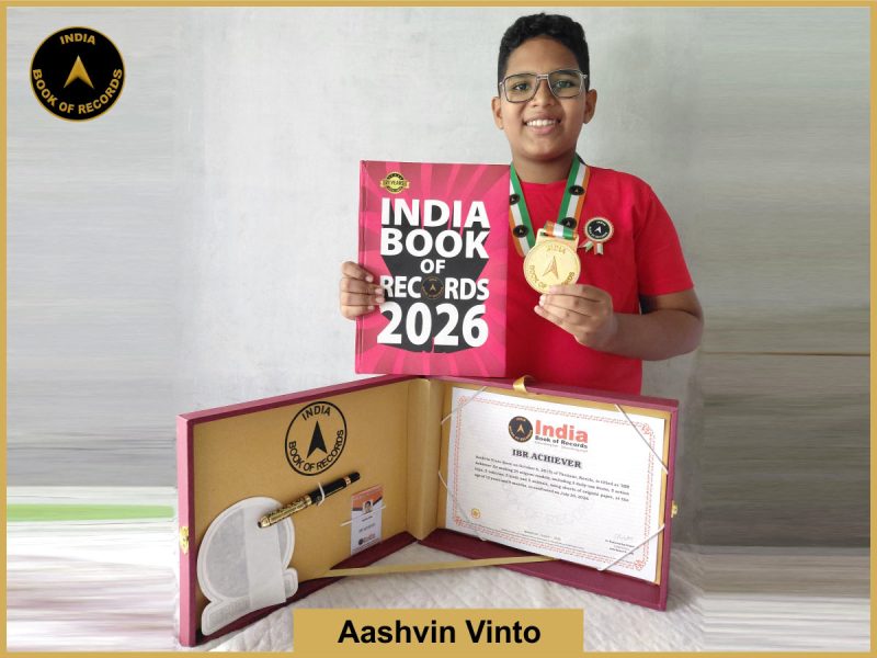 Image of Aashvin Vinto with IBR Achiever Certificate.