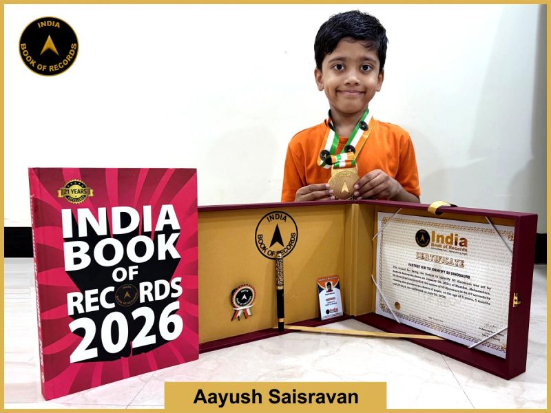 Image of Aayush Saisravan, Fastest kid to identify 50 dinosaurs.