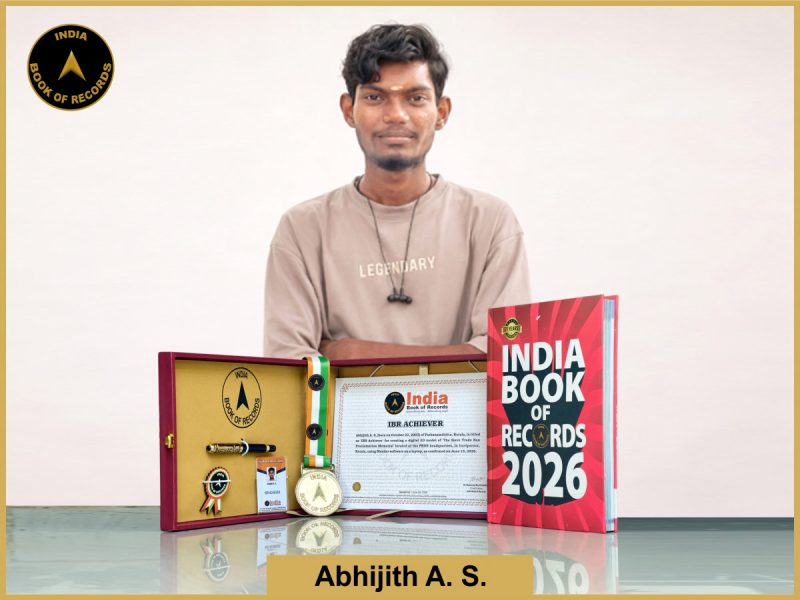 Image of Abhijith A. S. with IBR Achiever Certificate.