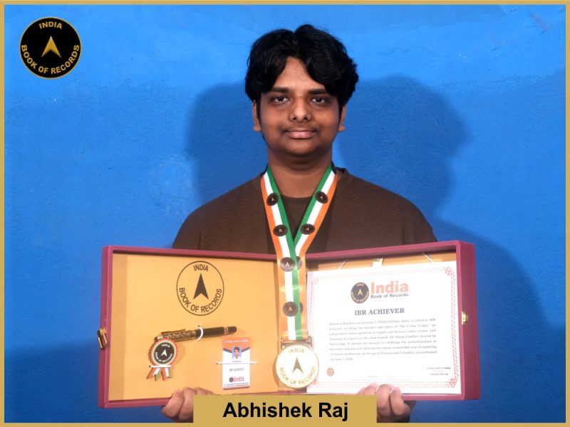 Image of Abhishek Raj with IBR Achiever Certificate.