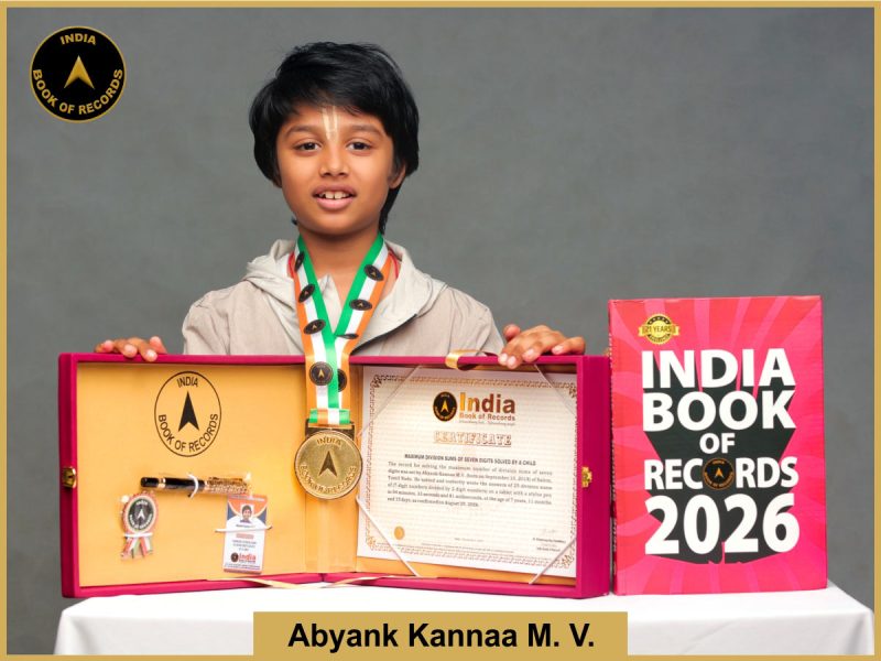 Pic of Abyank Kanna M.V, Maximum division sums of seven digits solved by a child.