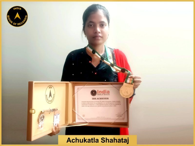 Image of Achukatla Shahataj with IBR Achiever certificate.