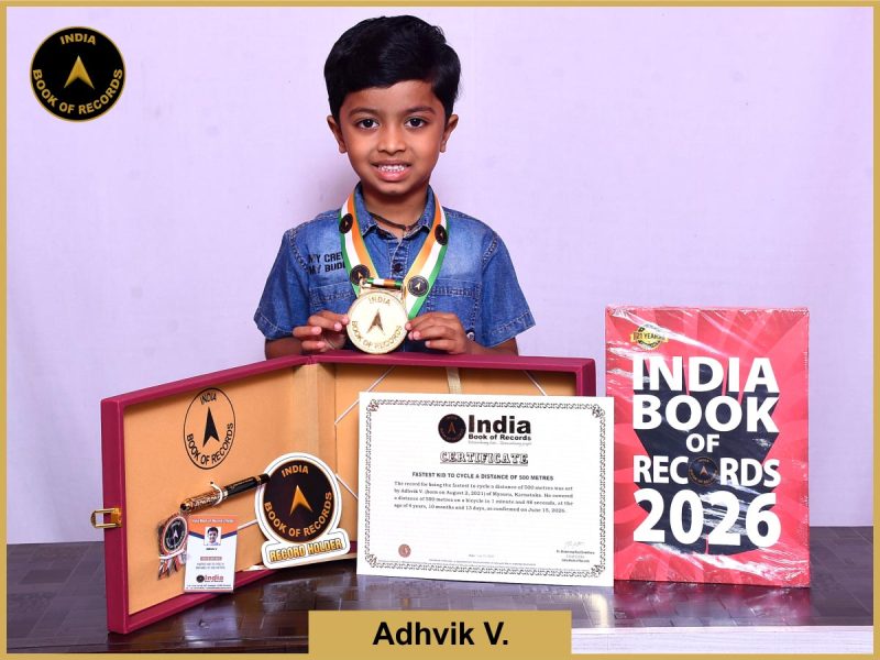 Image of Adhvik V, Fastest kid to cycle a distance of 500 metres.
