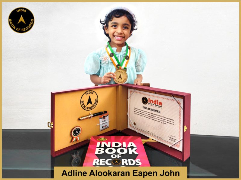 Image of Adline Alookaran Eapen John with IBR Achiever certificate.
