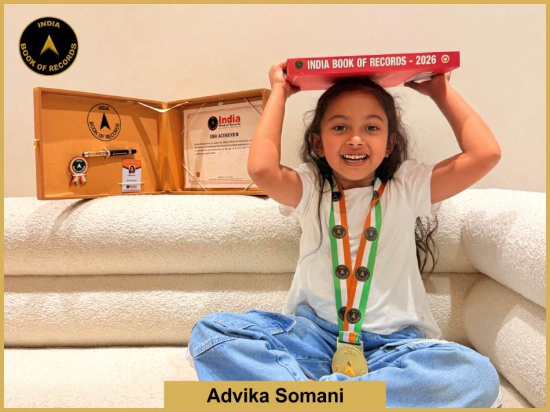 Image of Advika Somani with IBR Achiever certificate.