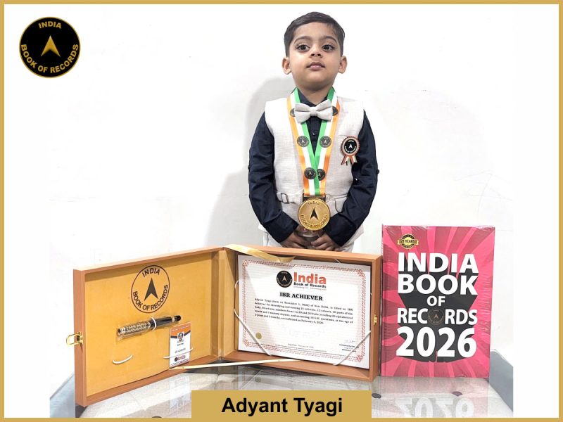 Image of Adyant Tyagi with IBR Achiever certificate.