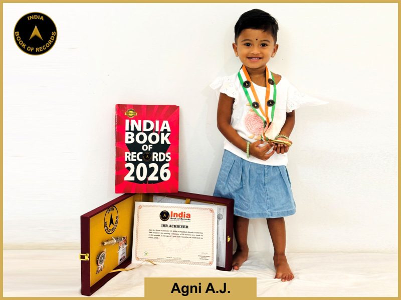 Image of Agni A.J. with IBR Achiever Certificate.