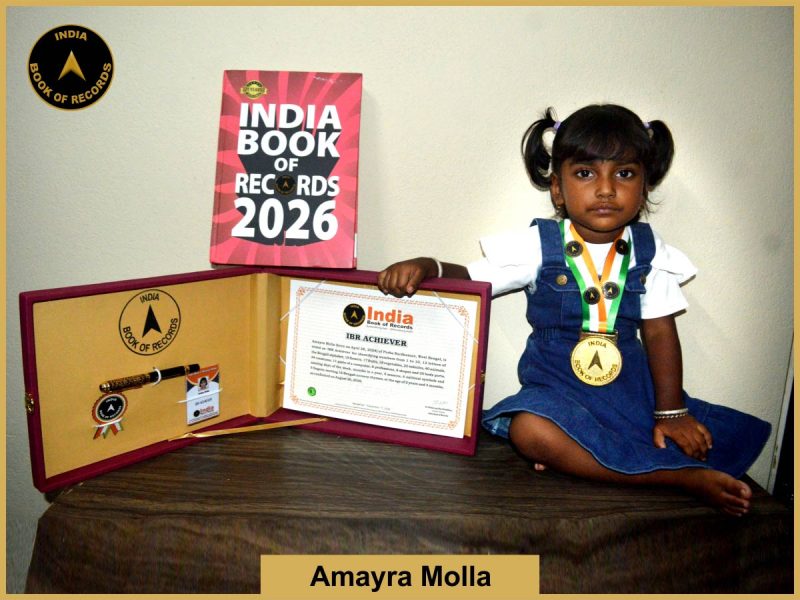 Pic of Amayra Molla with IBR Achiever Certificate.
