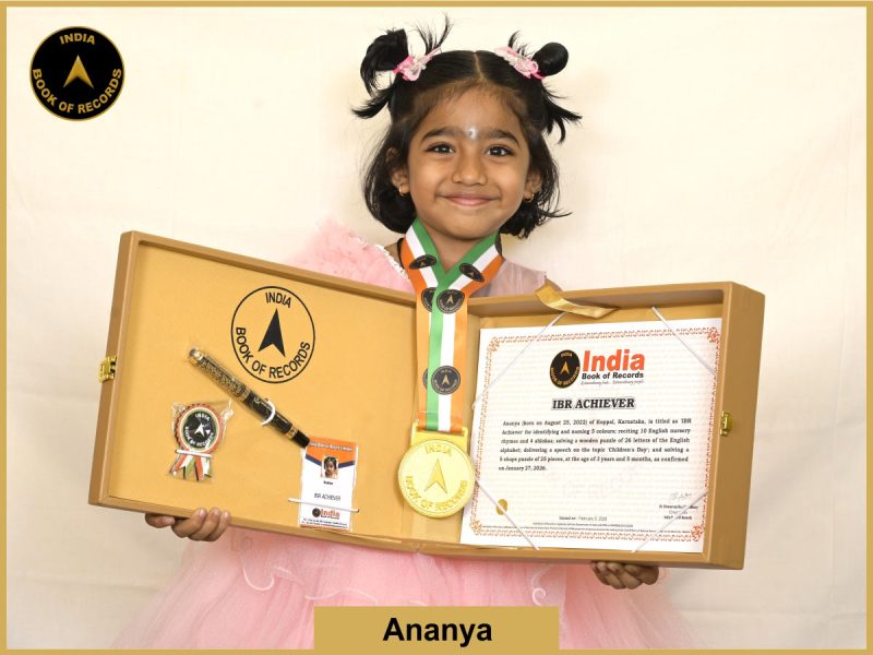 Image of Ananya with IBR Achiever certificate.