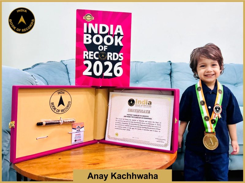 Image of Anay Kachhwaha, Fastest toddler to identify and name the flags of 50 countries.