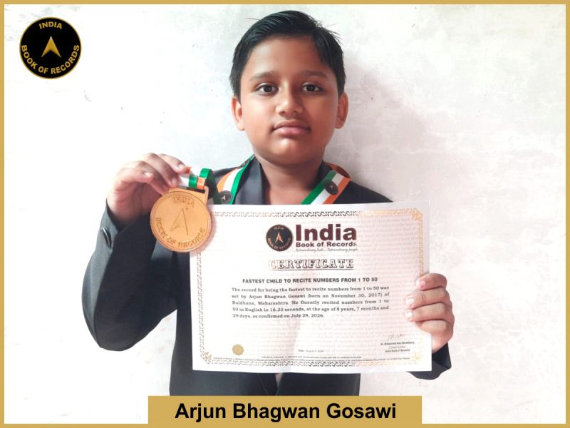 Image of Arjun Bhagwan Goswami, Fastest child to recite numbers from 1 to 50.