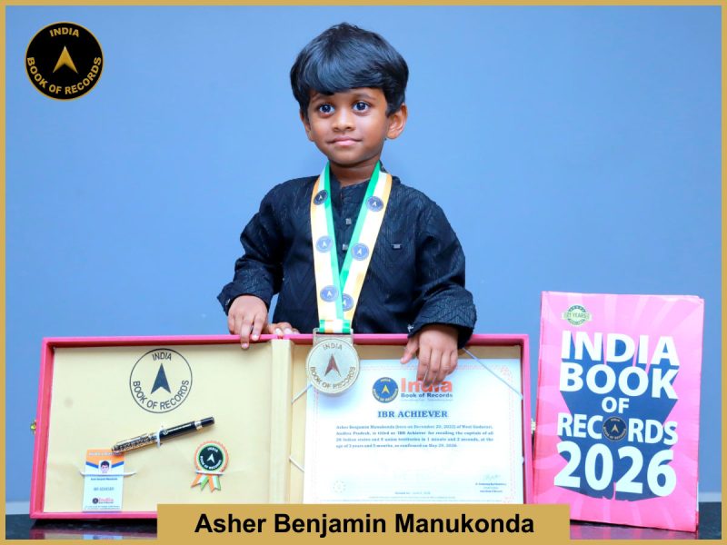 Image of Asher Benjamin Manukonda with IBR Achiever certificate.