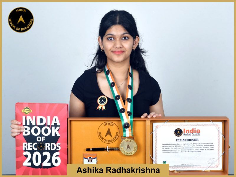 Image of Ashika Radhakrishna with IBR Certificate.