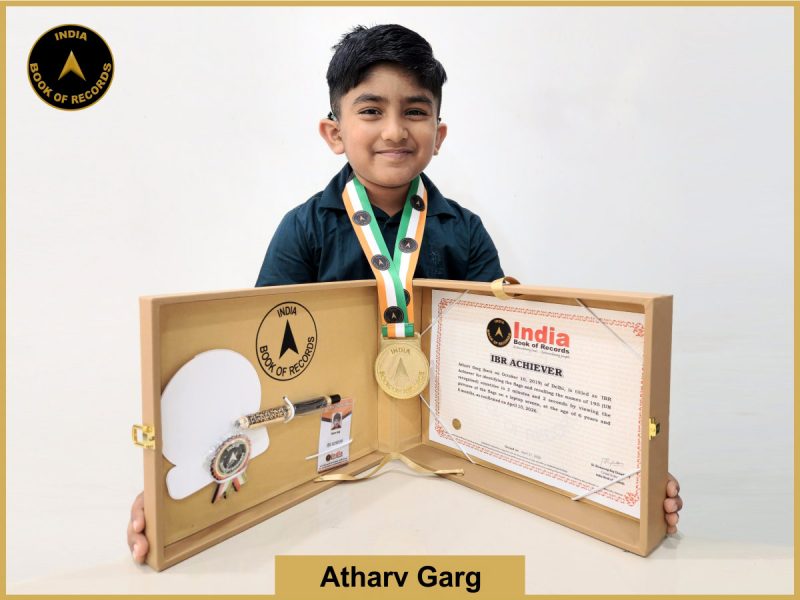 Image of Atharv Garg with IBR Achiever certificate.