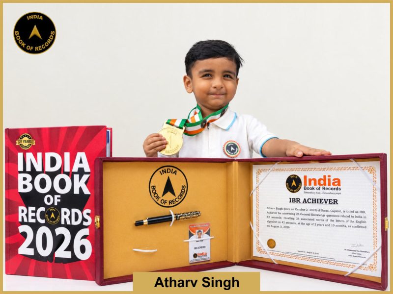 image of Atharv Singh with IBR Achiever Certificate.