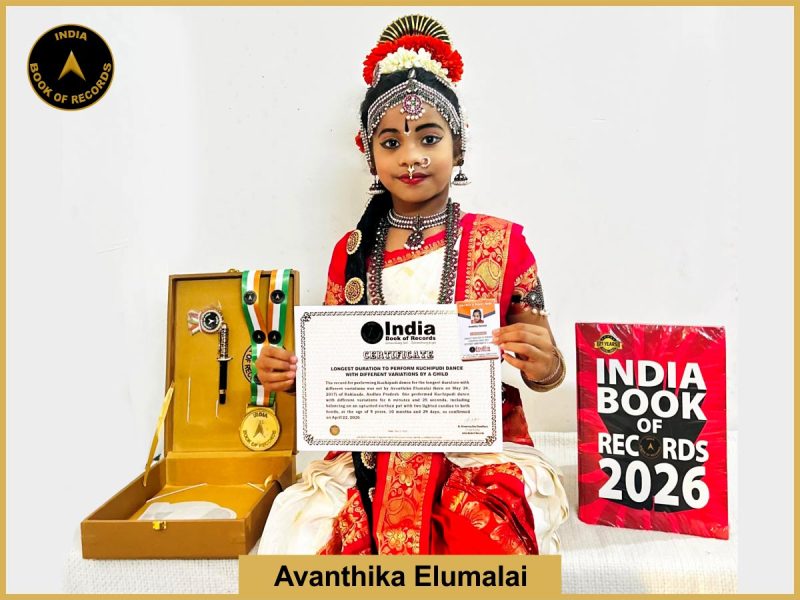 Image of Avanthika Elumalai, Longest duration to perform Kuchipudi dance with different variations by a child.