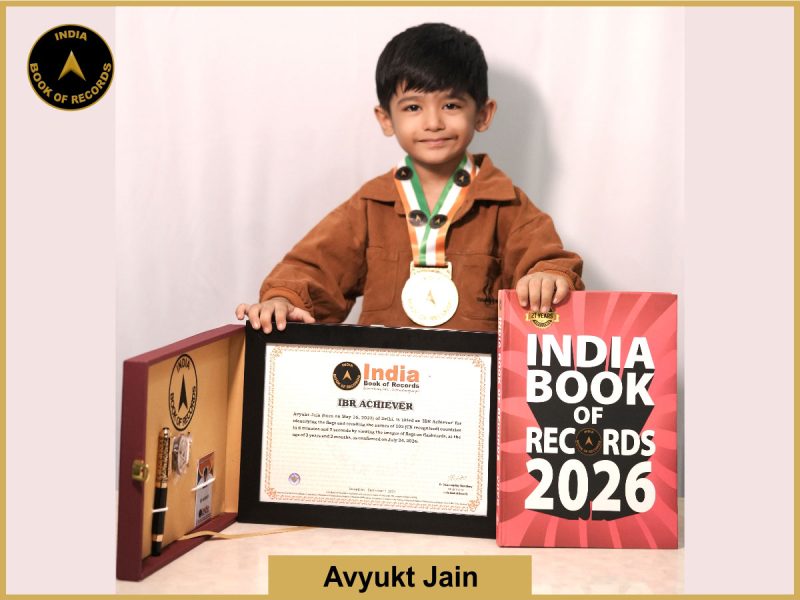 Image of Avyukt Jain with IBR Achiever Certificate.