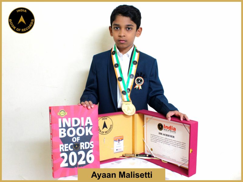 Image of Ayaan Malisetti with IBR Achiever Certificate.