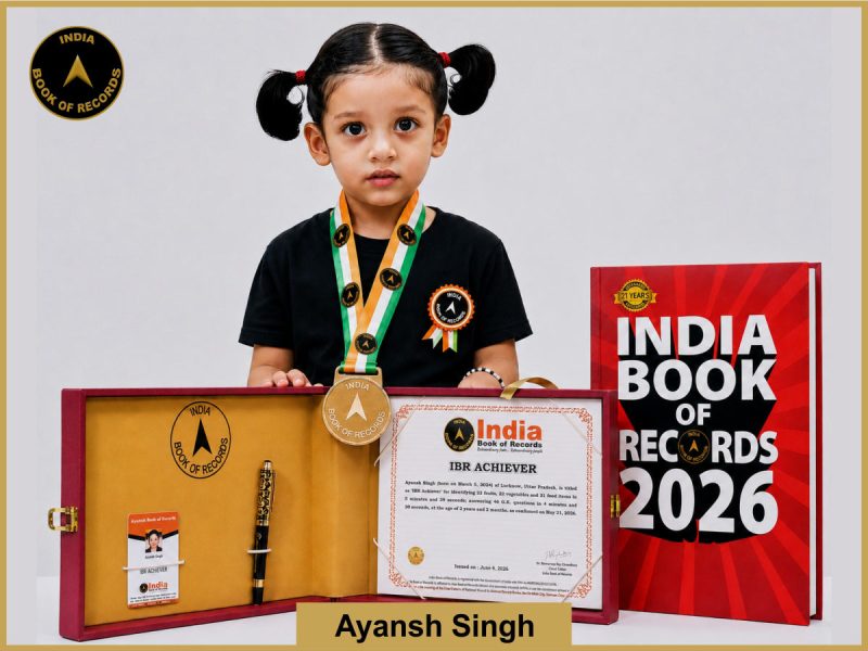 Image of Ayansh Singh with IBR Achiever Certificate.