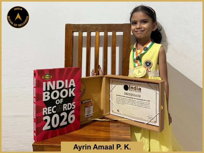 Image of Ayrin Amaal P.K., Maximum steps walked on toe knuckles by a kid