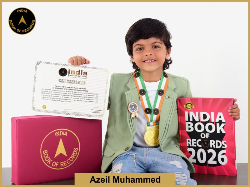 Pic of Azeil Muhammed, Fastest kid to identify flags and name 50 countries with correctly spelt capitals.