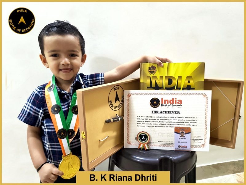 Pic of B. K Riana Dhriti with IBR Achiever Certificate.