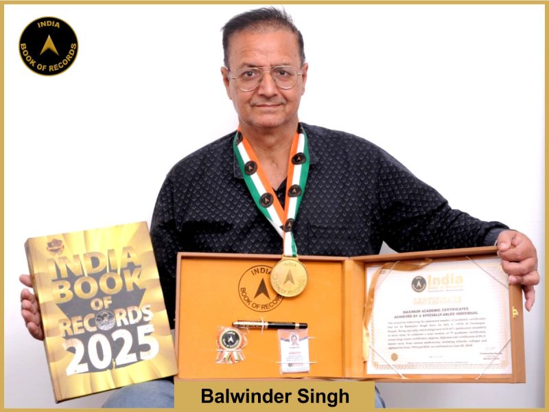 Maximum academic certificates achieved by a specially-abled individual