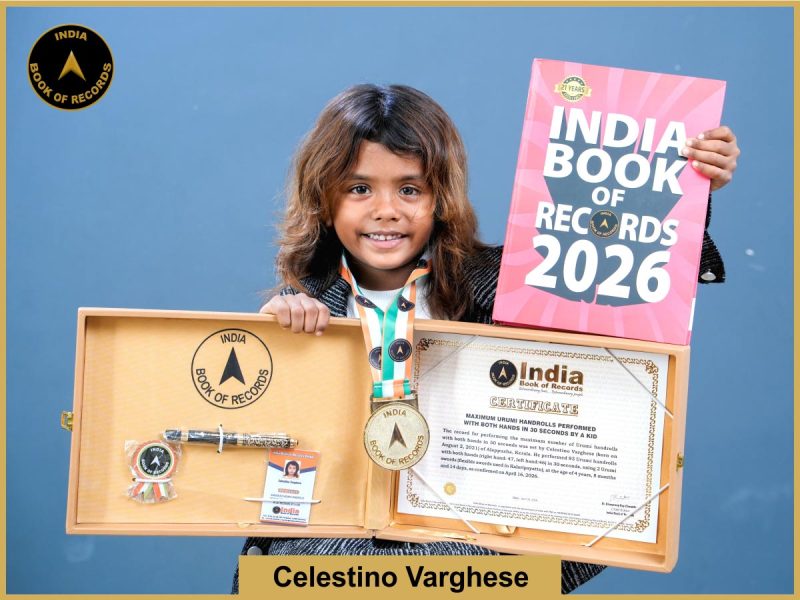 Image of Celestino Varghese, Maximum Urumi handrolls performed with both hands in 30 seconds by a kid.