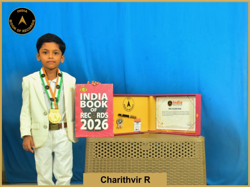 Pic of Charithvir R with IBR Achiever Certificate.