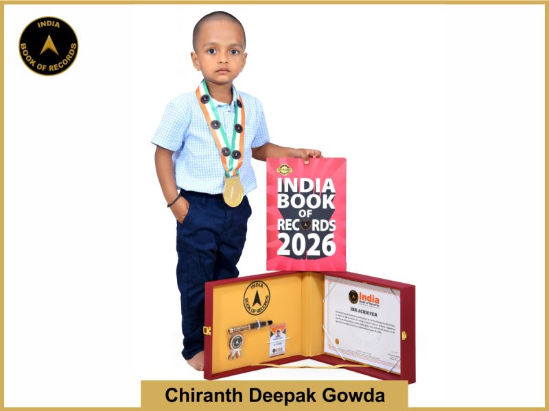 Pic of Chiranth Deepak Gowda with IBR Achiever Certificate.