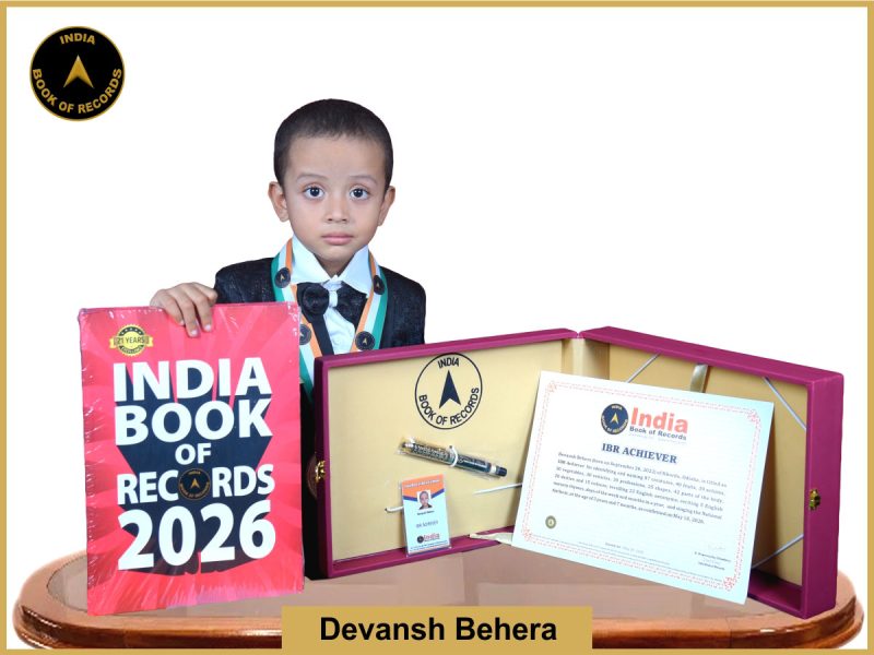 Image of Devansh Behera with IBR certificate.