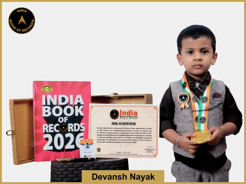 Image of Devansh Nayak with IBR Achiever certificate.