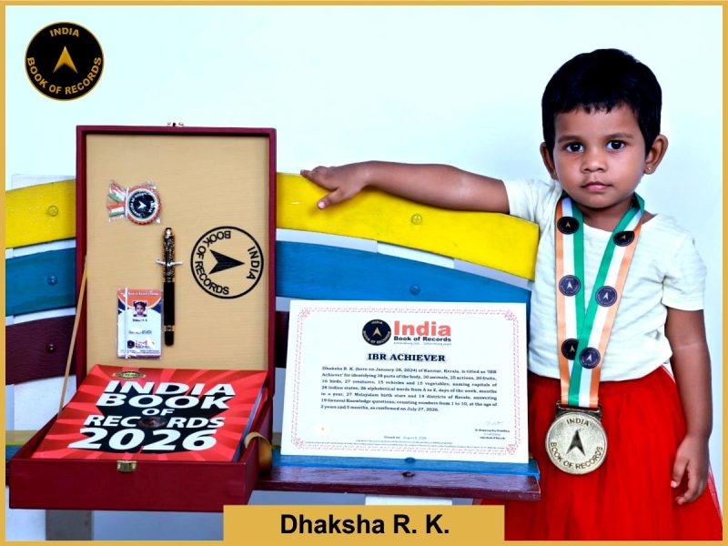 Pic of Dhaksha R. K. with IBR Achiever Certificate.