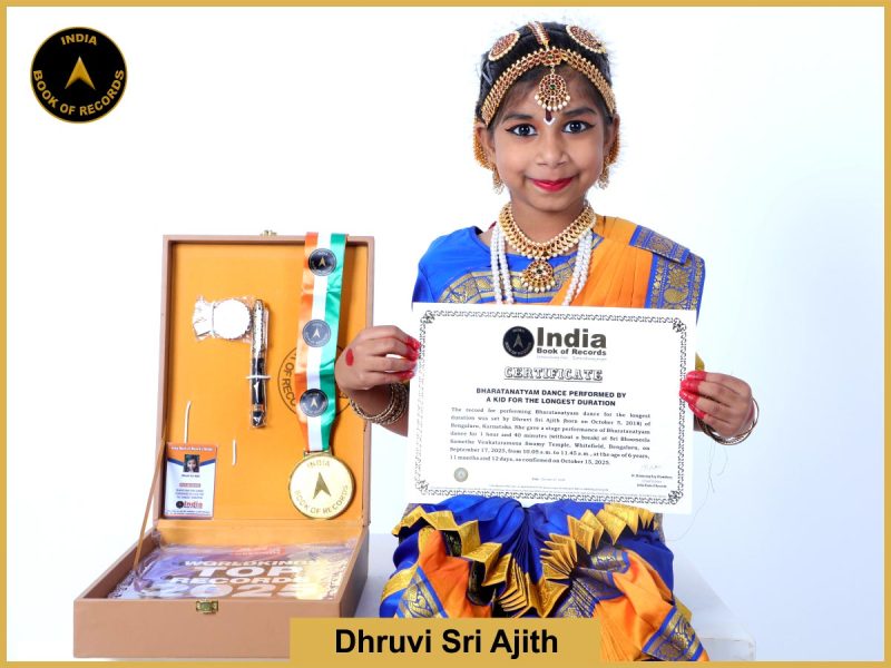 Bharatanatyam dance performed by a kid for the longest duration
