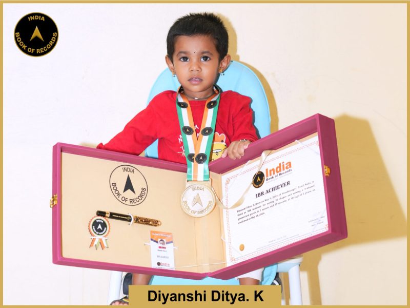 Image of Diyanshi Ditya. K with IBR Achiever certificate.