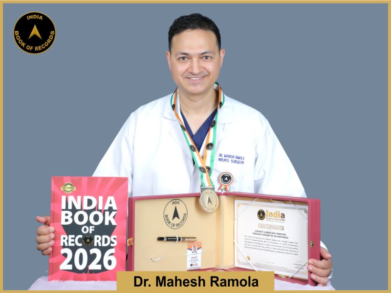 Image of Dr. Mahesh Ramola, Longest lumbar disc removed through surgery by an individual.