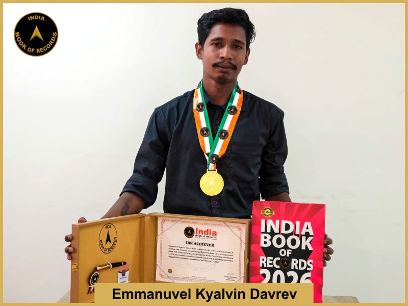 Image of Emmanuvel Kyalvin Davrev with IBR Achiever certificate.