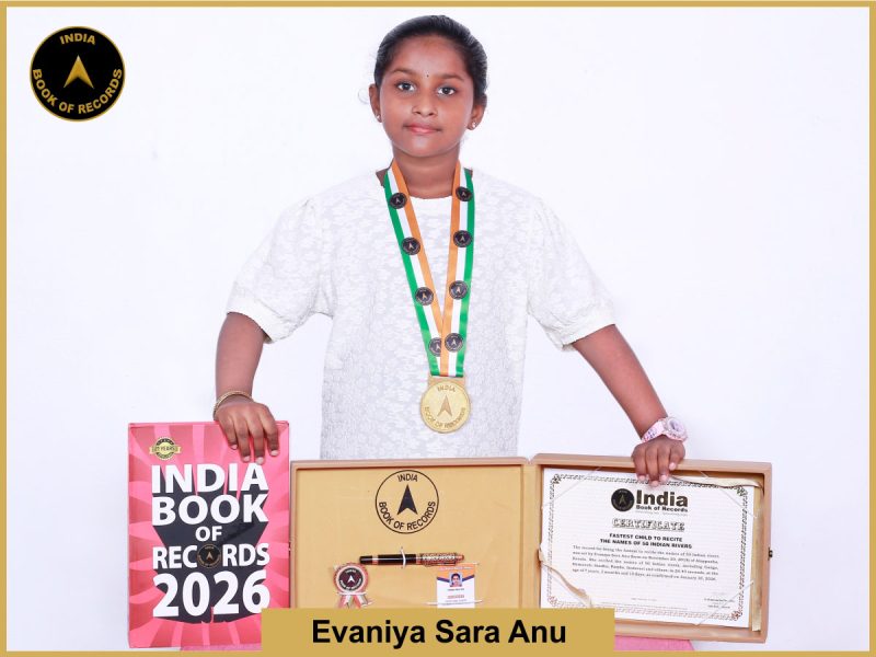 Pic of Evaniya Sara Anu, Fastest child to recite the names of 50 Indian rivers.