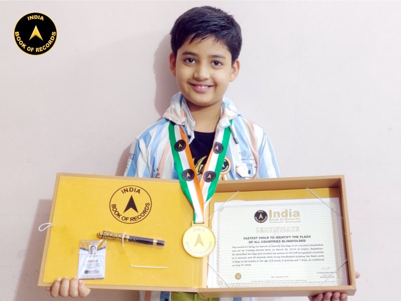 Fastest child to identify the flags of all countries blindfolded