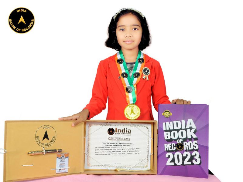 Fastest child to write National Anthem in mirror writing