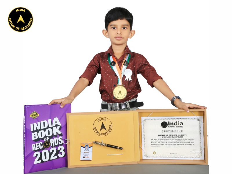 Fastest kid to recite 200 digits of Pi value blindfolded