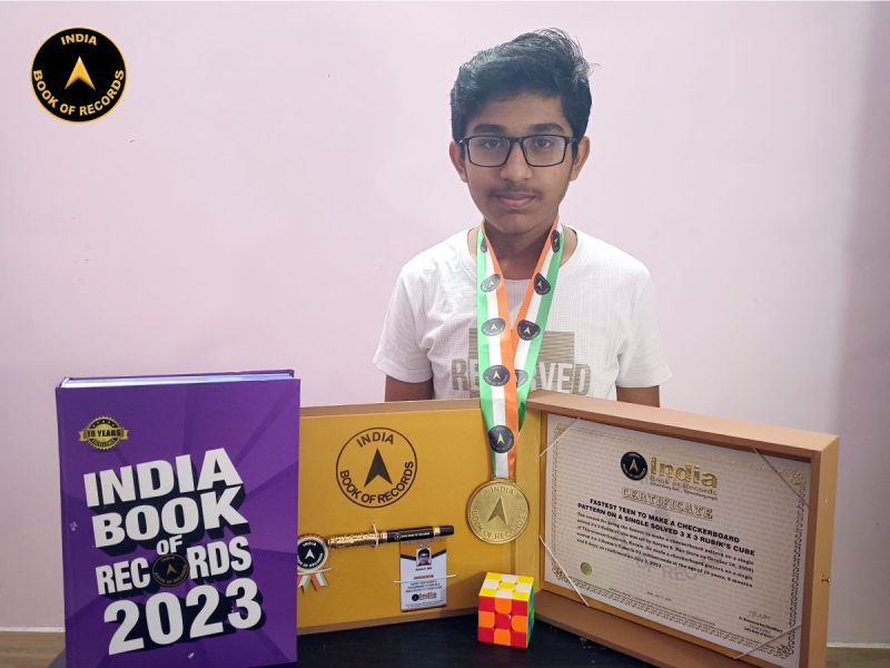 Fastest teen to make a checkerboard pattern on a single solved 3 x 3 Rubik’s Cube (1)