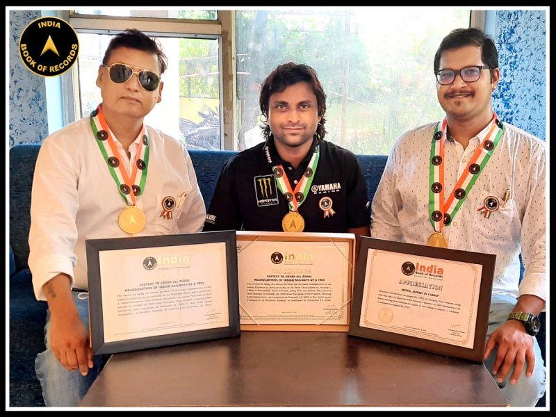 Fastest to cover all zonal headquarters of Indian Railways by a trio