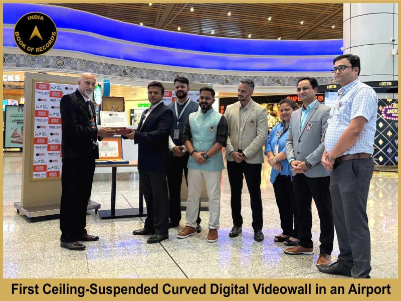 First Ceiling Suspended Curved Digital Videowall Installed in an Airport.